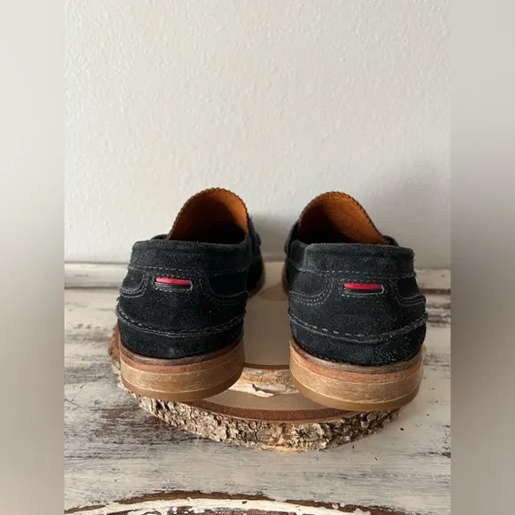 Tommy Hilfiger Navy Suede Penny Loafers  Men's Shoes 9 Leather Sole Portugal VTG