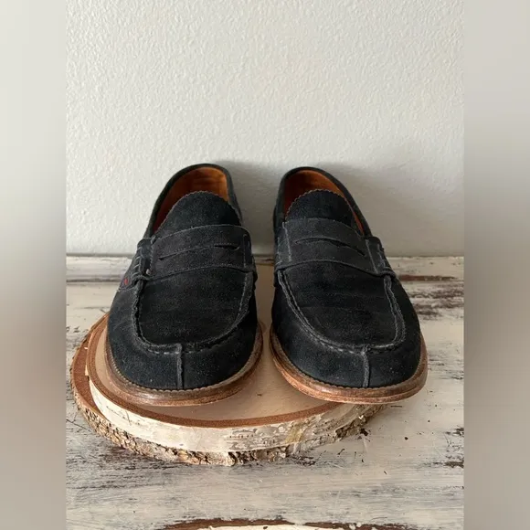 Tommy Hilfiger Navy Suede Penny Loafers  Men's Shoes 9 Leather Sole Portugal VTG
