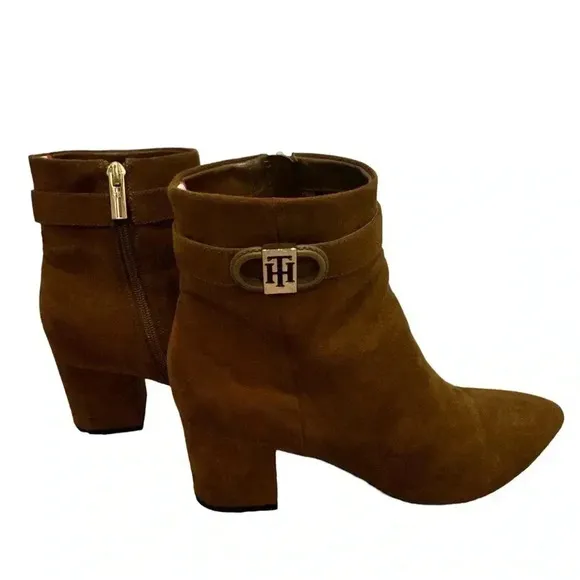 Tommy Hilfiger Womens Halliri Booties Light Brown Fabric Size 9