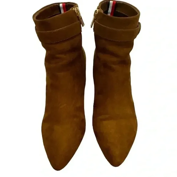 Tommy Hilfiger Womens Halliri Booties Light Brown Fabric Size 9