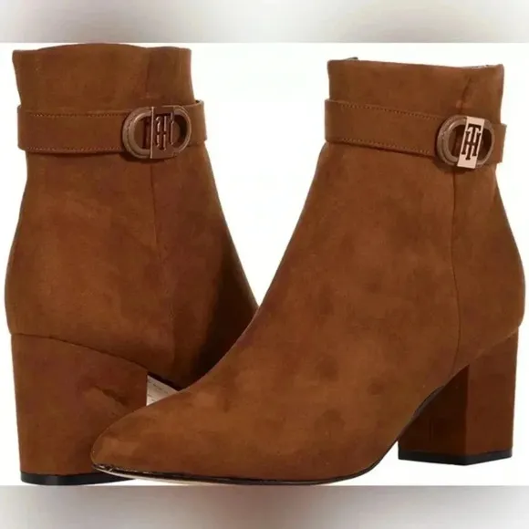 Tommy Hilfiger Womens Halliri Booties Light Brown Fabric Size 9