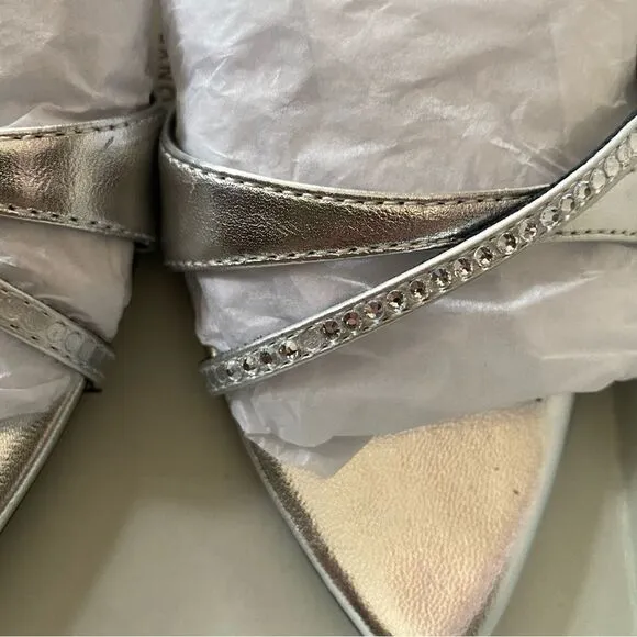 Tony Bianco Fortune Sandals Silver Nappa Metallic high heels strappy Revolve 5