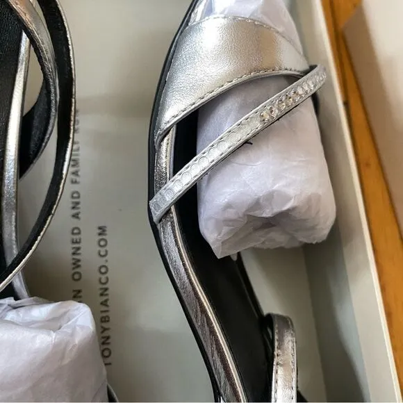 Tony Bianco Fortune Sandals Silver Nappa Metallic high heels strappy Revolve 5
