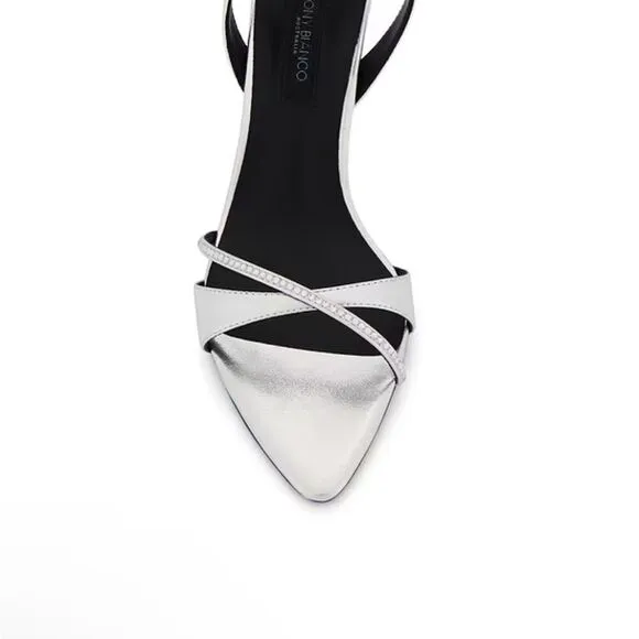 Tony Bianco Fortune Sandals Silver Nappa Metallic high heels strappy Revolve 5