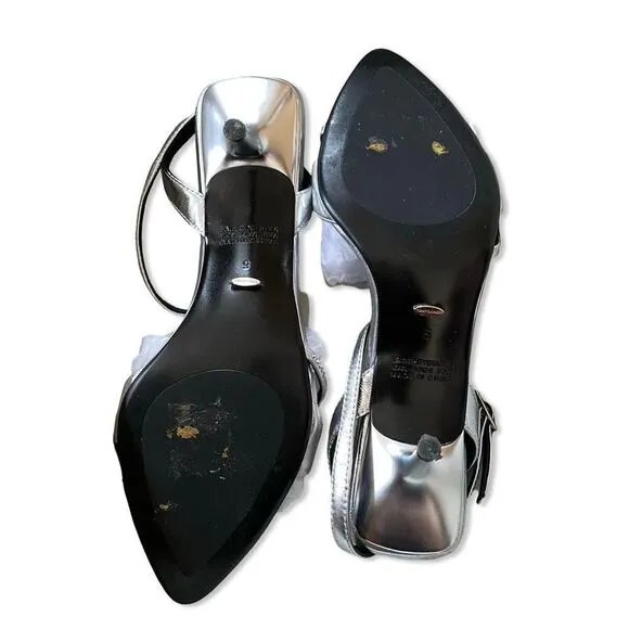 Tony Bianco Fortune Sandals Silver Nappa Metallic high heels strappy Revolve 5