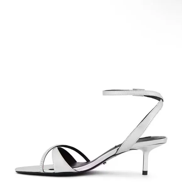 Tony Bianco Fortune Sandals Silver Nappa Metallic high heels strappy Revolve 5