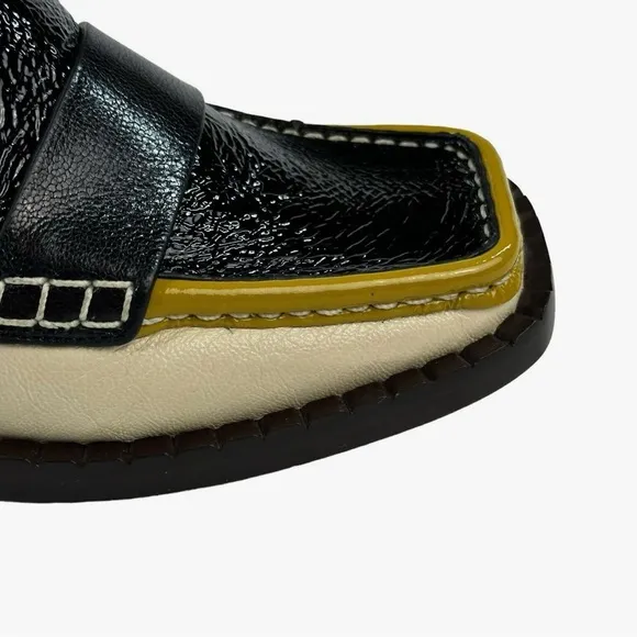 Tory Burch 70s Square Loafer 25mm Size 7 ColorPerfect Black/New Cream/Tan Cuoio