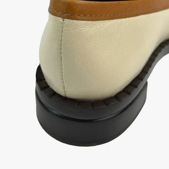 Tory Burch 70s Square Loafer 25mm Size 7 ColorPerfect Black/New Cream/Tan Cuoio