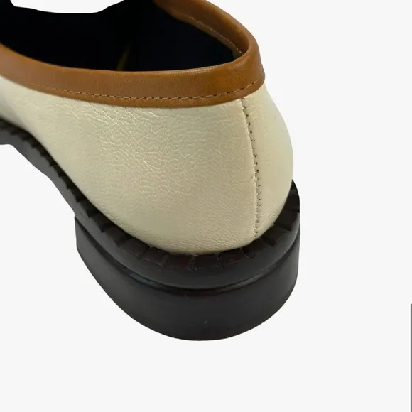 Tory Burch 70s Square Loafer 25mm Size 7 ColorPerfect Black/New Cream/Tan Cuoio