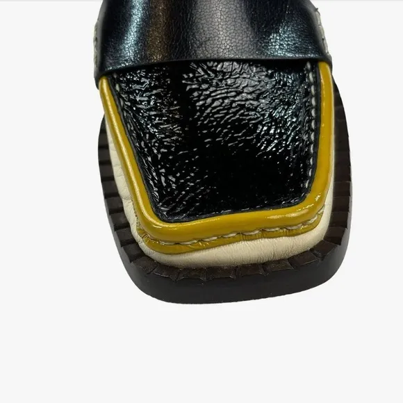 Tory Burch 70s Square Loafer 25mm Size 7 ColorPerfect Black/New Cream/Tan Cuoio