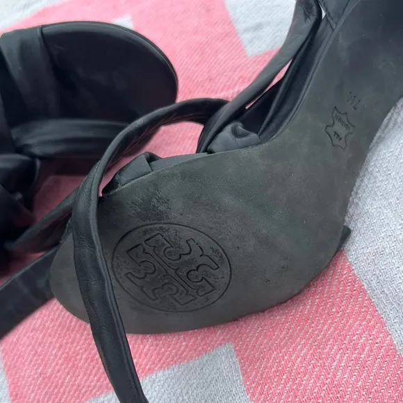 Tory Burch Black High Heel Peep-Toe Shoes