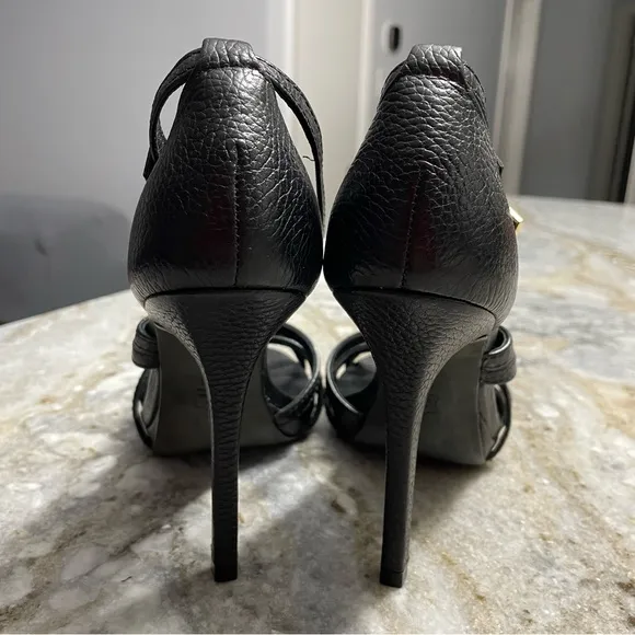 TORY BURCH Black Leather Strappy Sandals Heels Women’s 8