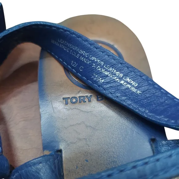 Tory Burch Blue Leather Sandals Leather Beach Size 7.5M
