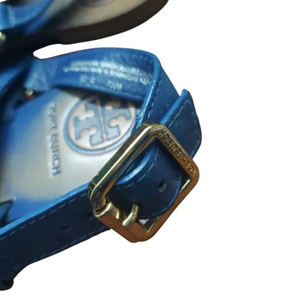 Tory Burch Blue Leather Sandals Leather Beach Size 7.5M