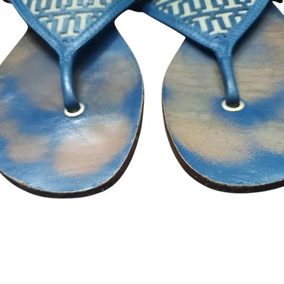 Tory Burch Blue Leather Sandals Leather Beach Size 7.5M