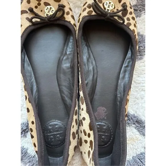 Tory Burch calf hair leopard print flats 7.5