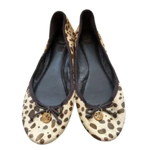 Tory Burch calf hair leopard print flats 7.5