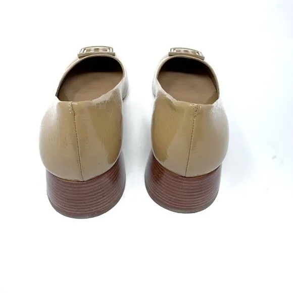 TORY BURCH Georgia Tan Patent Leather Square Toe Georgia Heels Pumps Size US 8