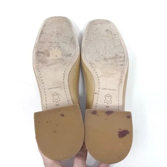 TORY BURCH Georgia Tan Patent Leather Square Toe Georgia Heels Pumps Size US 8