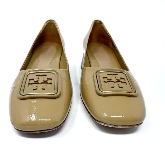 TORY BURCH Georgia Tan Patent Leather Square Toe Georgia Heels Pumps Size US 8
