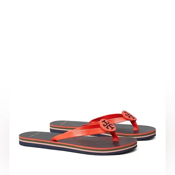 Tory Burch Minnie Logo Flip Flops, 5, NWB