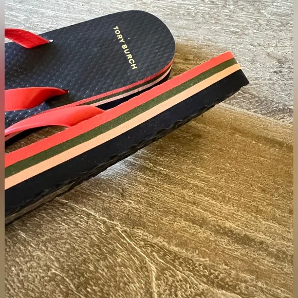 Tory Burch Minnie Logo Flip Flops, 5, NWB