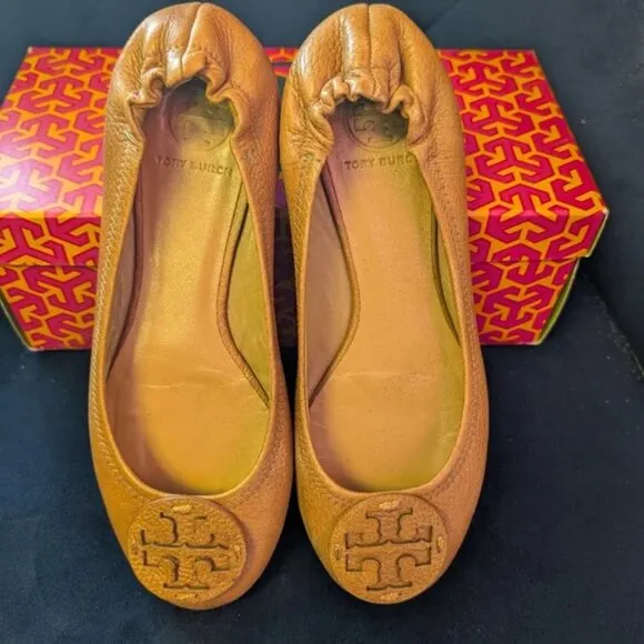 Tory Burch Reva Brown Leather Flats