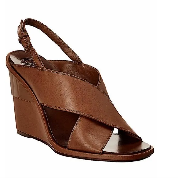 Tory Burch Tan New Gabrielle Leather Sandals Wedges