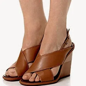 Tory Burch Tan New Gabrielle Leather Sandals Wedges