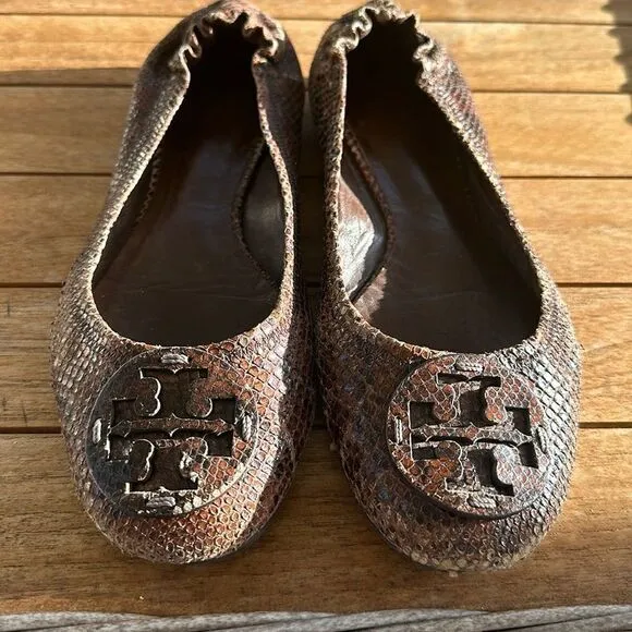 Tory Burch Snakeskin Flat Shoes 8