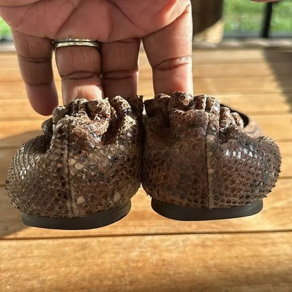 Tory Burch Snakeskin Flat Shoes 8