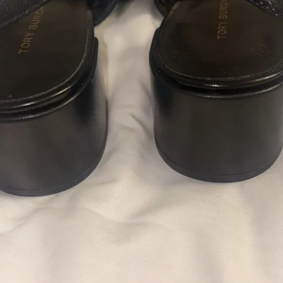 Tory Burch Cap-Toe Slingback 45 MM Black Leather Slingbacks/Dust Bag size 6