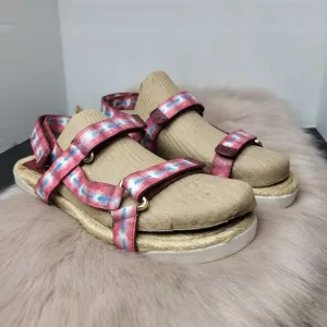Tory Burch Sonda Flat Espadrille Hippie Tye Dye Leather Strappy Sandals Size 8