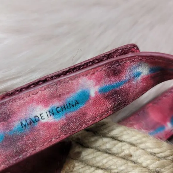 Tory Burch Sonda Flat Espadrille Hippie Tye Dye Leather Strappy Sandals Size 8