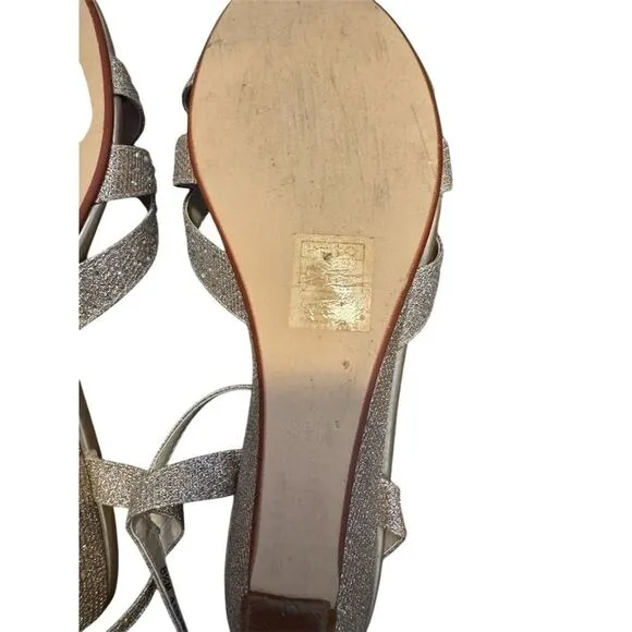Touch Ups Women's Champagne Gold Glitter Strappy Sandals Size 8.5