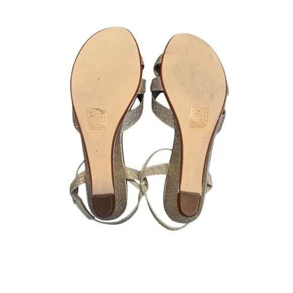 Touch Ups Women's Champagne Gold Glitter Strappy Sandals Size 8.5