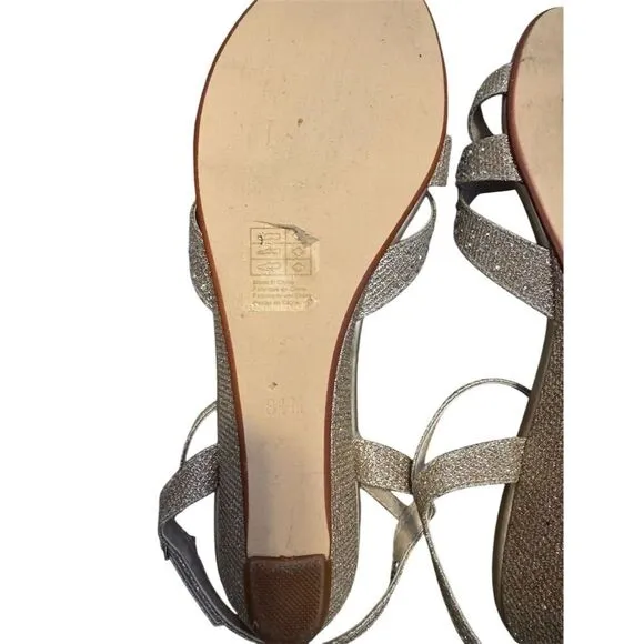 Touch Ups Women's Champagne Gold Glitter Strappy Sandals Size 8.5
