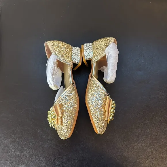 Trish Scully Butterfly Gold Dress Shoes Size 3