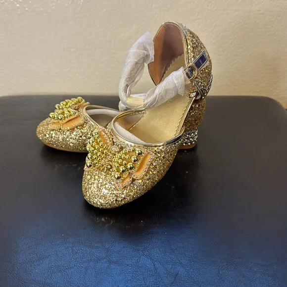 Trish Scully Butterfly Gold Dress Shoes Size 3