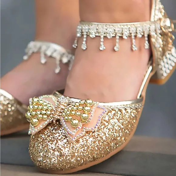 Trish Scully Butterfly Gold Dress Shoes Size 3