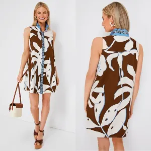 Tuckernuck Tan Palm Sleeveless Charlie Dress Size XXS