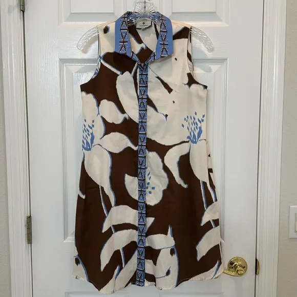 Tuckernuck Tan Palm Sleeveless Charlie Dress Size XXS