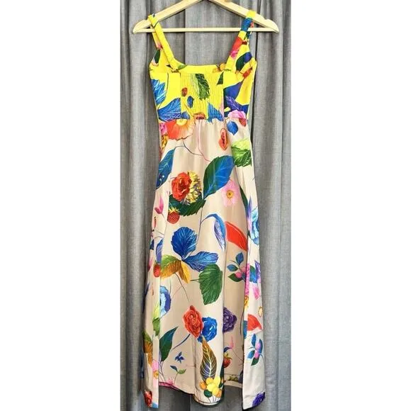 Tuckernuck Vivid Jardin Dominique Midi Floral Dress size XXS NWT