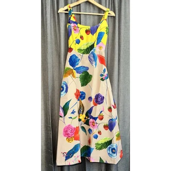 Tuckernuck Vivid Jardin Dominique Midi Floral Dress size XXS NWT