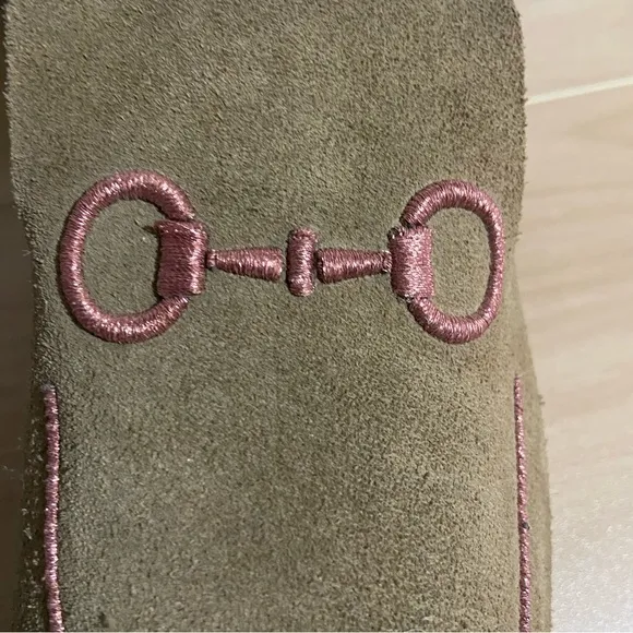 U-Dot Suede Leather Loafers Made In Japan size 9 Tan Pink Horse Bit Old Money