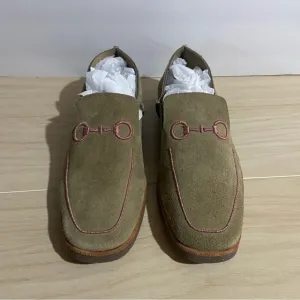 U-Dot Suede Leather Loafers Made In Japan size 9 Tan Pink Horse Bit Old Money