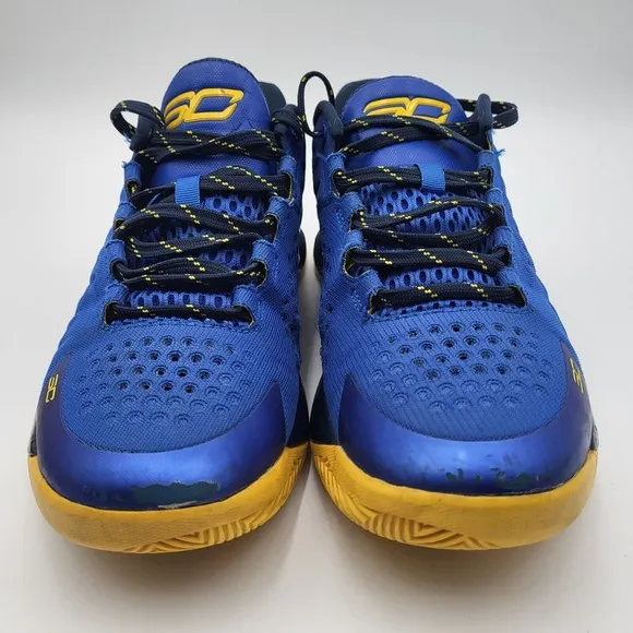 UA Steph Curry 1 Low Dub‎ Nation Warriors Basketball Shoes Mens 10 Blue Yellow