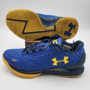 UA Steph Curry 1 Low Dub‎ Nation Warriors Basketball Shoes Mens 10 Blue Yellow