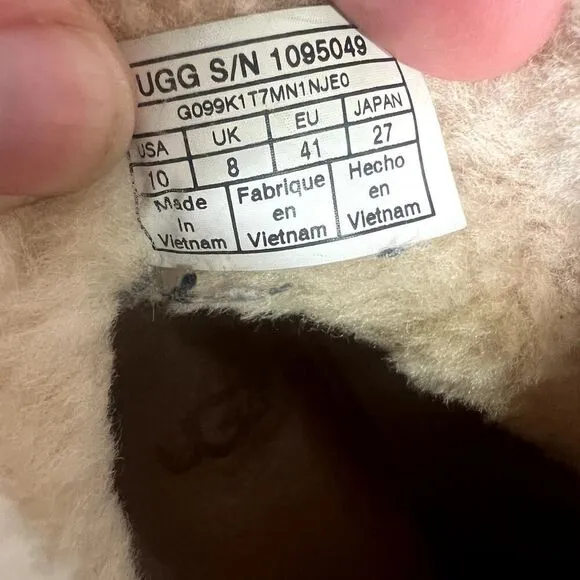Ugg Boots Women's 10 Kasen II Suede Heel Beige Shearling Ankle Booties Shoes