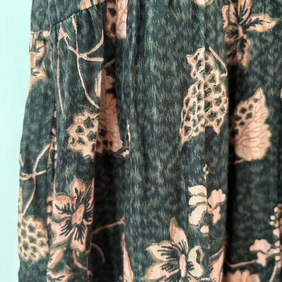 Ulla Johnson Romina Ruffle Dress - Balsam Floral Print Midi Size 8 Green Peach